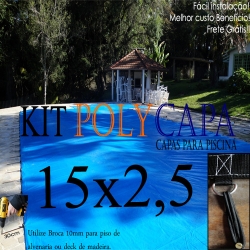 Super Capa para Piscina 15x2,5 + 40 LonaFlex 20cm + 40 LonaFix + 1 Bóia